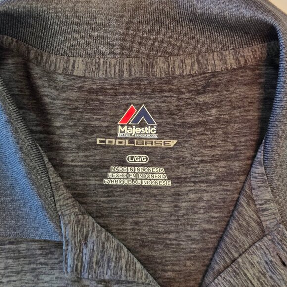 NWOT - Majestic Cool Base Milwaukee Brewers Polo, Men’s LG, Grey Heather - Picture 3 of 10